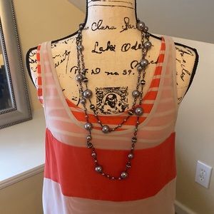 Silver bead necklace Y2K